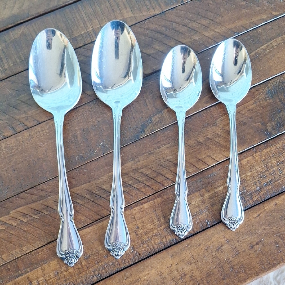 Oneida Stainless Rose Spoon Lot Made In Usa